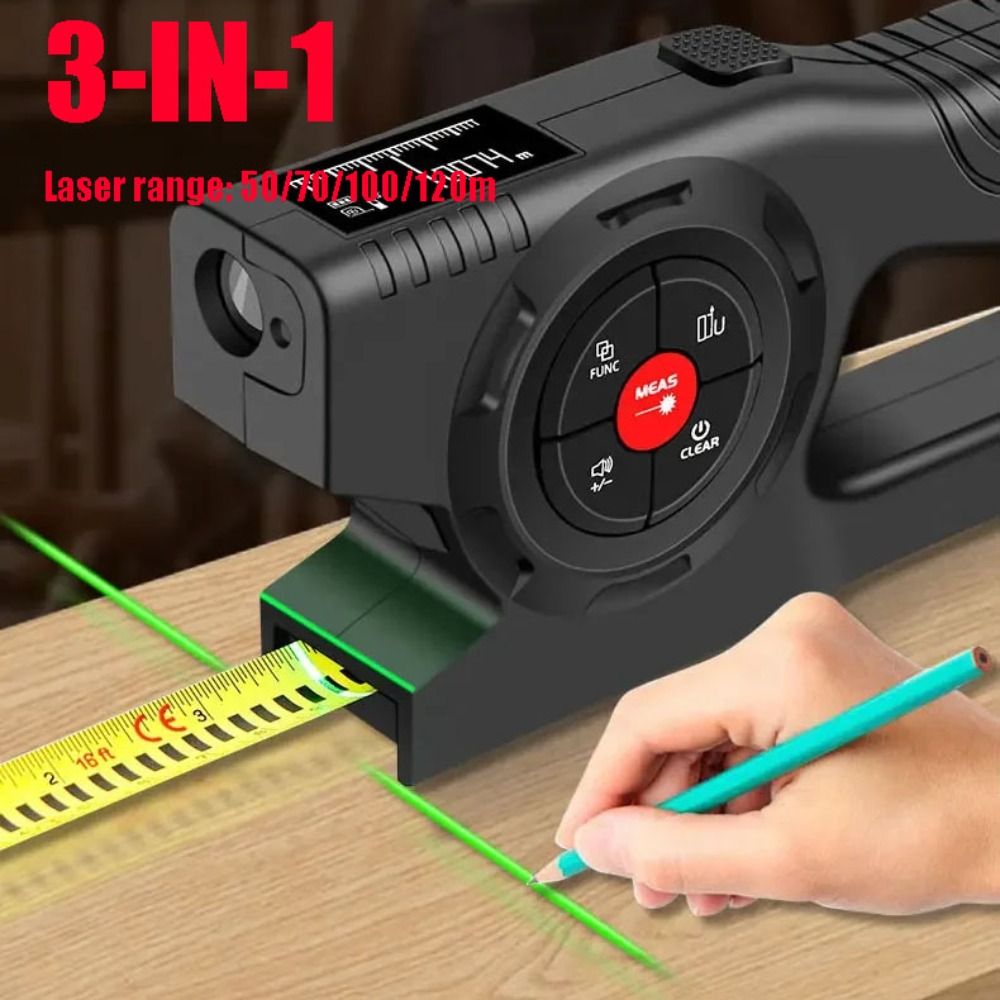 Industrial Laser Tape Measure - Лазерная рулетка 3-в-1: Высокоточная цифровая рулетка