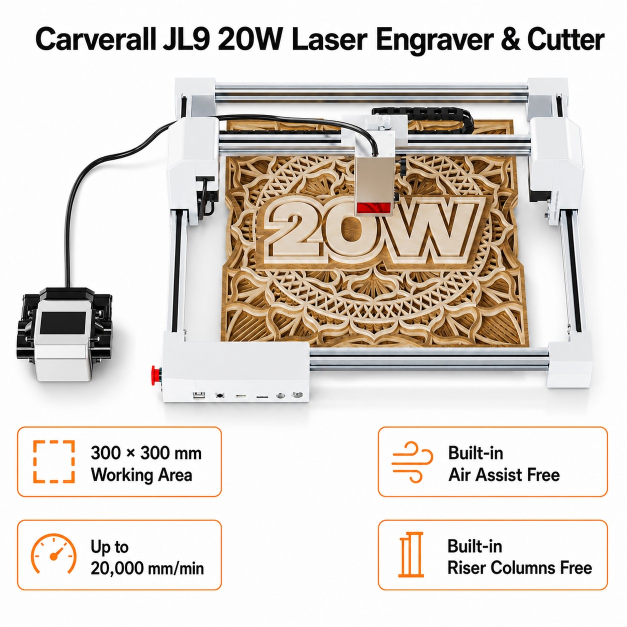 Industrial Laser Cutting Machines - Лазерный гравер-резак Carverall JL9 20W, настольный