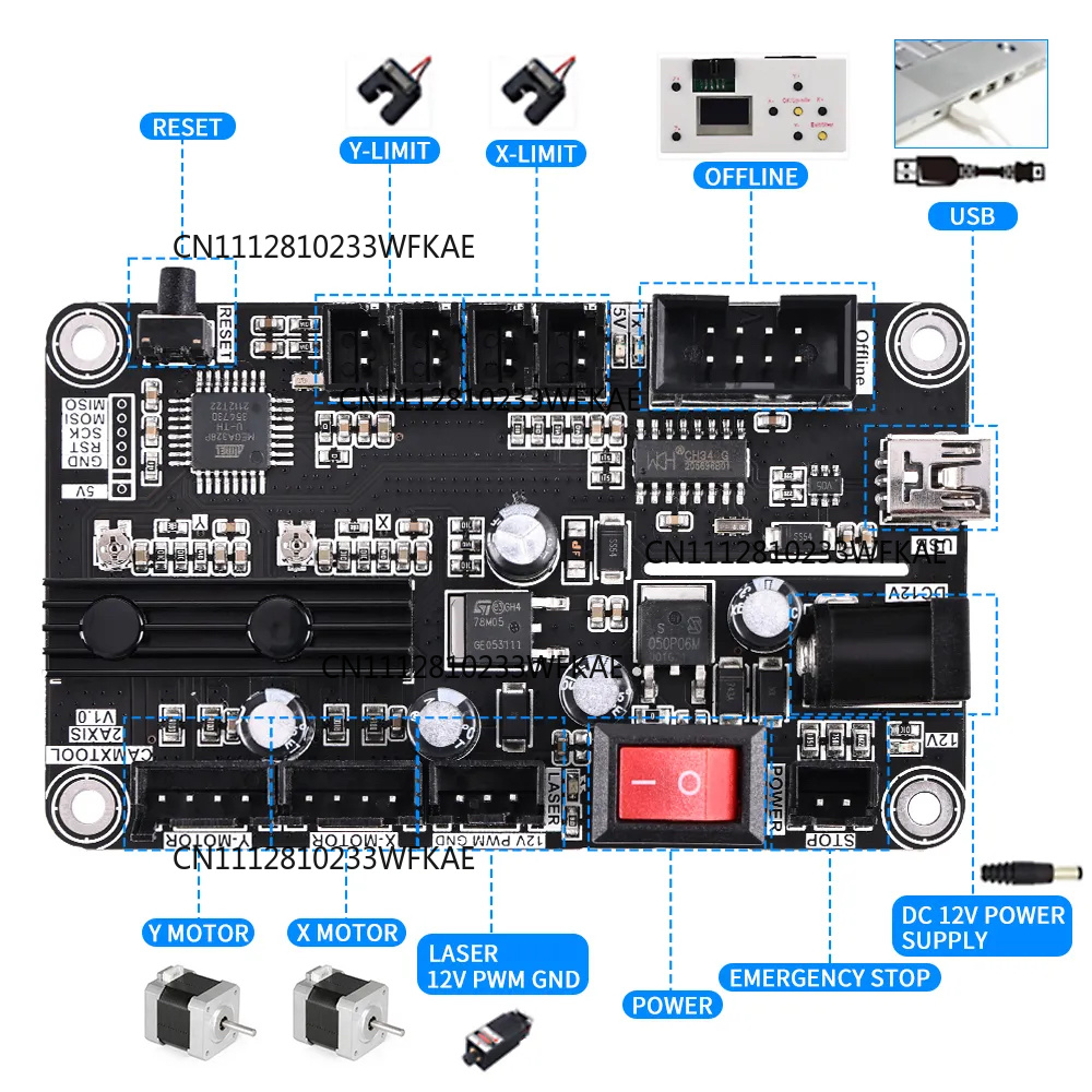 2-осевая плата управления лазе – обзор и цена Controller Grbl Board